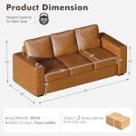 ABCASA 85" Brown Faux Leather Sofa Couch