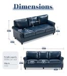 Mid-Century Modern Blue Faux Leather Sofa