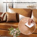 ABCASA 85" Brown Faux Leather Sofa Couch