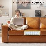 ABCASA 85" Brown Faux Leather Sofa Couch