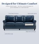Mid-Century Modern Blue Faux Leather Sofa