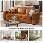 ABCASA 85" Brown Faux Leather Sofa Couch