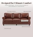 Kingfun Mid-Century Faux Leather 3-Seater Sofa