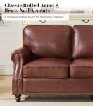 Kingfun Mid-Century Faux Leather 3-Seater Sofa