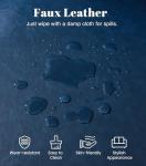 Mid-Century Modern Blue Faux Leather Sofa