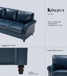 Mid-Century Modern Blue Faux Leather Sofa