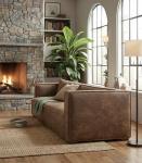 Mid Century Modern 3-Seater Faux Leather Sofa