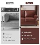 Kingfun Mid-Century Faux Leather 3-Seater Sofa