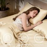 Beige Satin Sheet Set for Full Beds – 4 Pieces