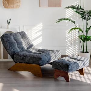 MAXYOYO Accent Chair with Ottoman Adjustable Backrest, Tufted Living Room Chair Upholstered Lounge Chair with Footrest Set, Modern Chair Cozy Reclining Chair for Reading Room, Dark Grey