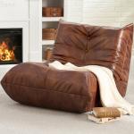 Hobestluk Giant Bean Bag Chair Lazy Floor Sofa, Memory Foam Fireside Sofa for Adults, Big Beanbag Faux Leather Armless Chair for Living Room Bedroom Dorm Office (Brown, Single)
