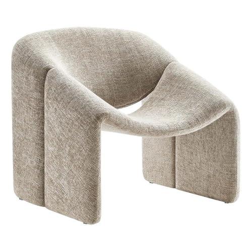 Modway Vivi Chenille Upholstered Accent Khaki-Plush, Comfy Armchair, Ideal as a Modern Barrel, Lounge Reading Chair for Living Room, Bedroom or Cozy Corner Seating