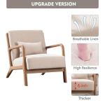 ANJ Mid Century Modern Accent Chair, Comfy Fabric Living Room Chairs with Solid Wood Frame, Lounge Reading Armchair, Easy Assembly, Beige