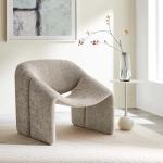Modway Vivi Chenille Upholstered Accent Khaki-Plush, Comfy Armchair, Ideal as a Modern Barrel, Lounge Reading Chair for Living Room, Bedroom or Cozy Corner Seating