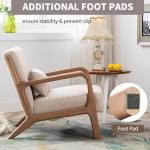 ANJ Mid Century Modern Accent Chair, Comfy Fabric Living Room Chairs with Solid Wood Frame, Lounge Reading Armchair, Easy Assembly, Beige
