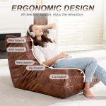 Hobestluk Giant Bean Bag Chair Lazy Floor Sofa, Memory Foam Fireside Sofa for Adults, Big Beanbag Faux Leather Armless Chair for Living Room Bedroom Dorm Office (Brown, Single)