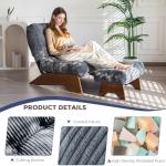 MAXYOYO Accent Chair with Ottoman Adjustable Backrest, Tufted Living Room Chair Upholstered Lounge Chair with Footrest Set, Modern Chair Cozy Reclining Chair for Reading Room, Dark Grey