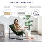 MAXYOYO Modern Accent Chair, Comfy Living Room Chair with Metal Frame Wooden Armrest, Upholstered Armchair with Soft Cushion for Bedroom Balcony Lounge Reading Room, Dark Green