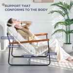 MAXYOYO Modern Accent Chair, Comfy Living Room Chair with Metal Frame Wooden Armrest, Upholstered Armchair with Soft Cushion for Bedroom Balcony Lounge Reading Room, Beige