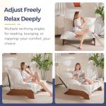 MAXYOYO Adjustable Living Room Chair, 3-Position Bean Bag Chair with Removable Cover, Upholstered Accent Chair with Frame, Soft Reclining Lounge for Bedroom, Apartment, Office, Beige