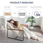 MAXYOYO Modern Accent Chair, Comfy Living Room Chair with Metal Frame Wooden Armrest, Upholstered Armchair with Soft Cushion for Bedroom Balcony Lounge Reading Room, Beige