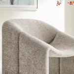 Modway Vivi Chenille Upholstered Accent Khaki-Plush, Comfy Armchair, Ideal as a Modern Barrel, Lounge Reading Chair for Living Room, Bedroom or Cozy Corner Seating