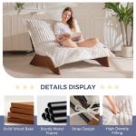 MAXYOYO Adjustable Living Room Chair, 3-Position Bean Bag Chair with Removable Cover, Upholstered Accent Chair with Frame, Soft Reclining Lounge for Bedroom, Apartment, Office, Beige