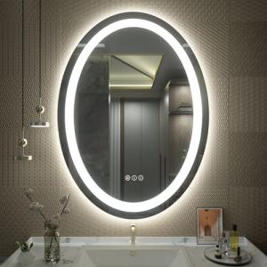 Oval LED Bathroom Mirror with Dimmable Lighting