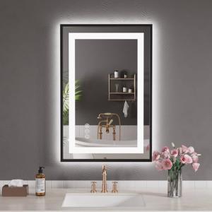 Dimmable LED Bathroom Mirror with Black Frame
