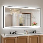 Amorho 60" LED Backlit Bathroom Mirror, Black Frame