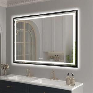 LED Bathroom Mirror with Black Frame, Dimmable