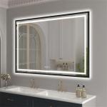 LED Bathroom Mirror with Black Frame, Dimmable