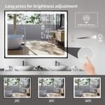 LED Bathroom Mirror with Black Frame, Dimmable