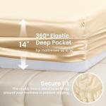Beige Satin Sheet Set for Full Beds – 4 Pieces
