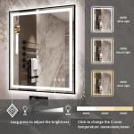 LED Bathroom Mirror with Black Frame, Dimmable