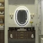 Oval LED Bathroom Mirror with Dimmable Lighting