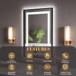Dimmable LED Bathroom Mirror with Black Frame