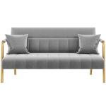 Stylish Light Gray Velvet Sofa with Gold Legs