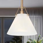Gold Pendant Light with Frosted Glass Shade