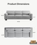Marsail 89" Light Grey Modern 3-Seater Sofa