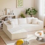 Beige 108" Modular L-Shaped Sectional Sofa