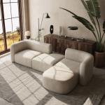 Cream Velvet Modular Sectional Sofa for Living Room