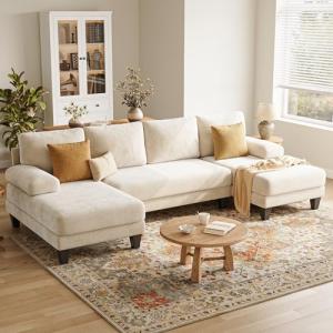 Warm White U-Shaped Sectional Sofa with Chaise