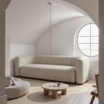 Luxury Velvet Curved Back Sofa, Cream