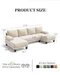 Warm White U-Shaped Sectional Sofa with Chaise