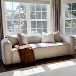 Luxury Velvet Curved Back Sofa, Cream