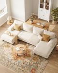 Warm White U-Shaped Sectional Sofa with Chaise