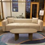 Luxury Velvet Curved Back Sofa, Cream