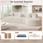 Beige Curved Sectional Sofa with Chaise & Pillows