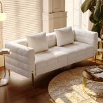 Modern Boucle Upholstered 3-Seater Sofa in White
